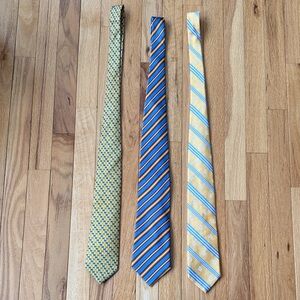 Yellow and Blue Geometric Ties